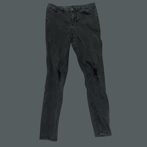 True Craft Black Distressed Skinny Jeans Juniors Size 11 Ripped Denim